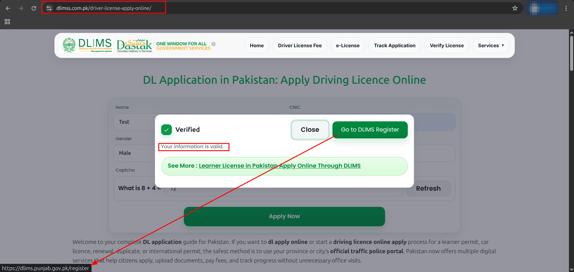 Fake license application popup