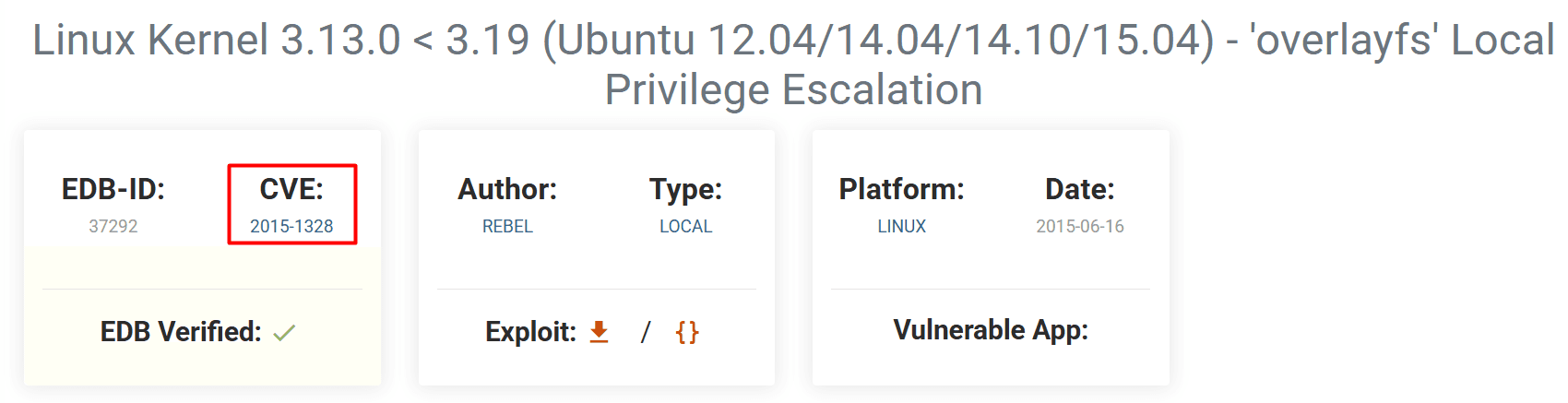 Exploit-DB overlayfs CVE-2015-1328 entry