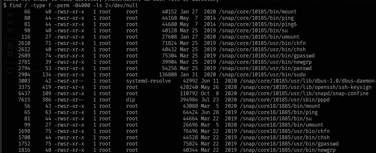 Listing of SUID/SGID binaries on the system
