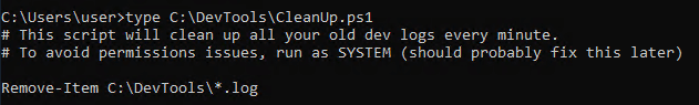 Contents of the scheduled CleanUp.ps1 script